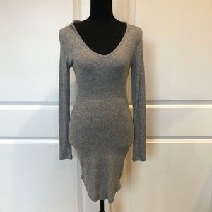 Grey hooded long sleeve dress